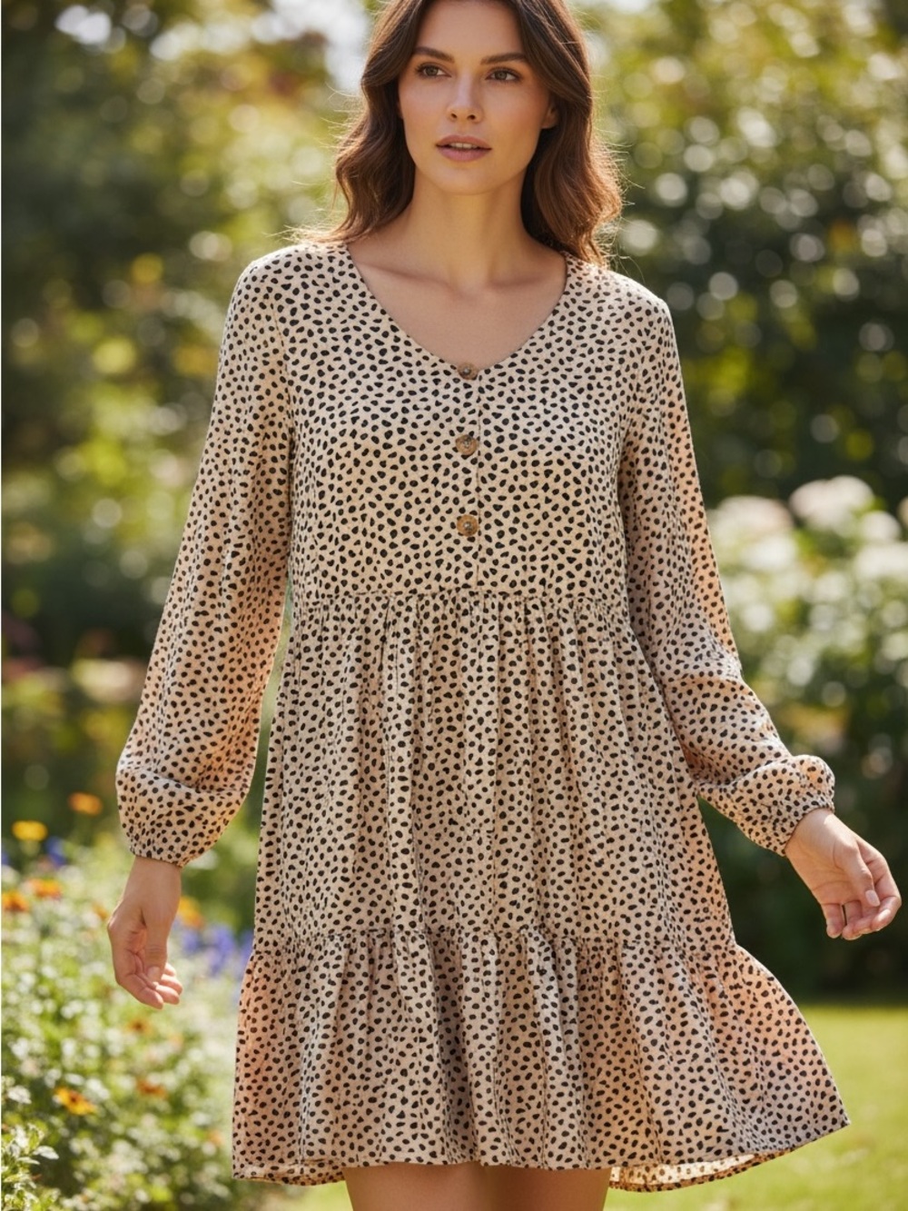Hayden The Kacey Tiered Button Mini Dress Size Medium